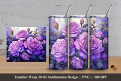 Blooming Roses Tumbler Wrap Sublimation Design 3 Product Image 1