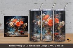 Water Flower Tumbler Wrap Sublimation Design 3 Product Image 1