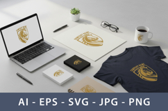 Regal Golden Horse Head Shield Emblem Design Product Image 3