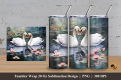 Lovely Swans Tumbler Wrap Sublimation Design 3 Product Image 1