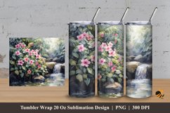 Small River And Flower Tumbler Wrap Sublimation Design 3 Product Image 1