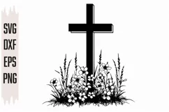 Cross Flowers Svg, Cross Svg, Flowers Svg, Silhouette Product Image 3