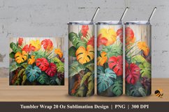 Exotic Monstera Tumbler Wrap Sublimation Design 3 Product Image 1