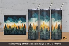 Colorful Pine Art Tumbler Wrap Sublimation Design 3 Product Image 1
