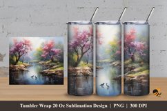 Rural River Tumbler Wrap Sublimation Design 3 Product Image 1