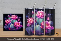 Beauty Cactus Tumbler Wrap Sublimation Design 3 Product Image 1