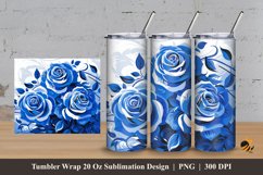 Blue Rose Art Tumbler Wrap Sublimation Design 3 Product Image 1
