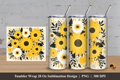 Handdrawn Floral Tumbler Wrap Sublimation Design 3 Product Image 1