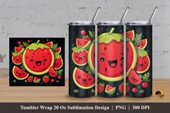 Cute Watermelon Tumbler Wrap Sublimation Design 3 Product Image 1