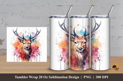Deer Painting Tumbler Wrap Sublimation Design 3 Product Image 1