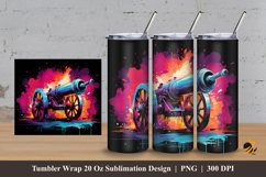 Colorful Old Cannon Tumbler Wrap Sublimation Design 3 Product Image 1