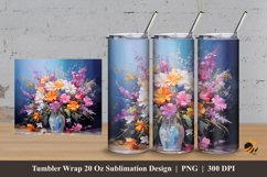 Flowers and Colors Tumbler Wrap Sublimation Design 3 Product Image 1