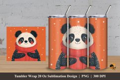 Handdrawn Panda Tumbler Wrap Sublimation Design 3 Product Image 1