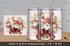 Ribbon Floral Bouquet Tumbler Wrap Sublimation Design 3 Product Image 1