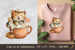 Kitty Sitting Cup DTF Sublimation Clipart Design 3 Product Image 1