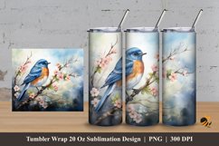 Robin Bird Tumbler Wrap Sublimation Design 3 Product Image 1