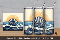 Retro shell Tumbler Wrap Sublimation Design 3 Product Image 1