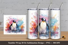 Penguin Art Tumbler Wrap Sublimation Design 3 Product Image 1