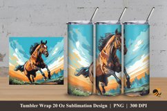 Horse Jumping in The Field Tumbler Wrap Sublimation Design 3 Product Image 1