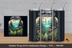 Fern and Jar Tumbler Wrap Sublimation Design 3 Product Image 1