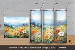 Mountain Plants Tumbler Wrap Sublimation Design 3 Product Image 1