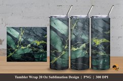 Black Green Marble Tumbler Wrap Sublimation Design 3 Product Image 1