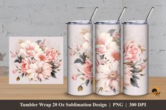 Pink Pale Flower Tumbler Wrap Sublimation Design 3 Product Image 1