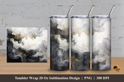 Black White Marble Tumbler Wrap Sublimation Design 3 Product Image 1