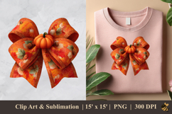Ribbon Pumpkin Fall DTF Sublimation Clipart Design 3 Product Image 1