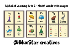 Kids Flash Cards AlphabetsA-Z Numbers 0-9 ,ShapesMatch words Product Image 2
