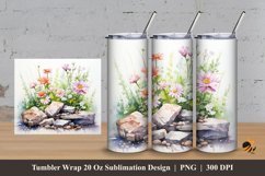Colorful Plants Tumbler Wrap Sublimation Design 3 Product Image 1