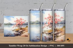 Lake Flower Tumbler Wrap Sublimation Design 3 Product Image 1
