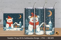 Winter Bear Tumbler Wrap Sublimation Design 3 Product Image 1