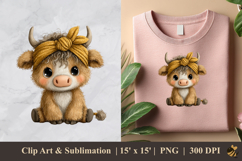 Adorable Cute Cow DTF Sublimation Clipart Design 3 Product Image 1