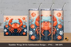 Cute Crab And Flower Tumbler Wrap Sublimation Design 3 Product Image 1