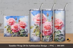 Glow Rose Tumbler Wrap Sublimation Design 3 Product Image 1