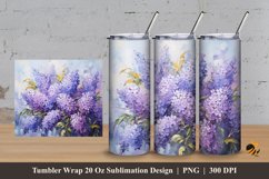 Violet Flowers Tumbler Wrap Sublimation Design 3 Product Image 1