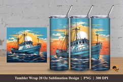 Fishing Boat Tumbler Wrap Sublimation Design 3 Product Image 1