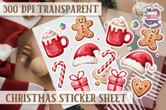 Christmas Watercolor Sticker Sheet Winter Cute Holiday PNG Product Image 1