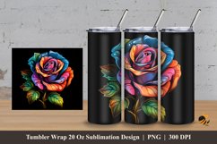 Rose Neon Tumbler Wrap Sublimation Design 3 Product Image 1