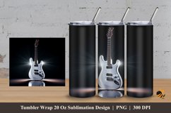 Cool White Guitar Tumbler Wrap Sublimation Design 3 Product Image 1