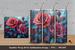 Burgandy Rose Tumbler Wrap Sublimation Design 3 Product Image 1
