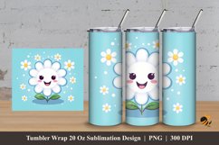 Cute Flower Tumbler Wrap Sublimation Design 3 Product Image 1