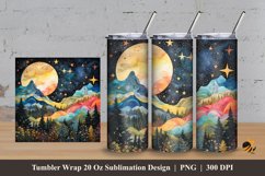 Nature Night Tumbler Wrap Sublimation Design 3 Product Image 1