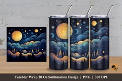 Night Illustration Tumbler Wrap Sublimation Design 3 Product Image 1
