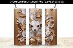 3D white Floral Chihuahua Dog Tumbler Wrap 20 oz Sublimation Product Image 3