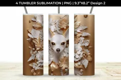 3D white Floral Chihuahua Dog Tumbler Wrap 20 oz Sublimation Product Image 3