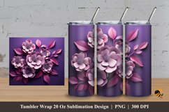 3D Flower Tumbler Wrap Sublimation Design 3 Product Image 1
