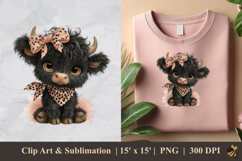 Adorable Black Highland Cow DTF Sublimation Clipart Design 3 Product Image 1