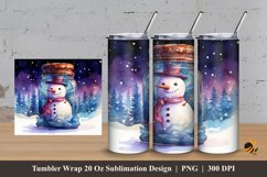 Snowman And Pine Tree Tumbler Wrap Sublimation Design 3 Product Image 1